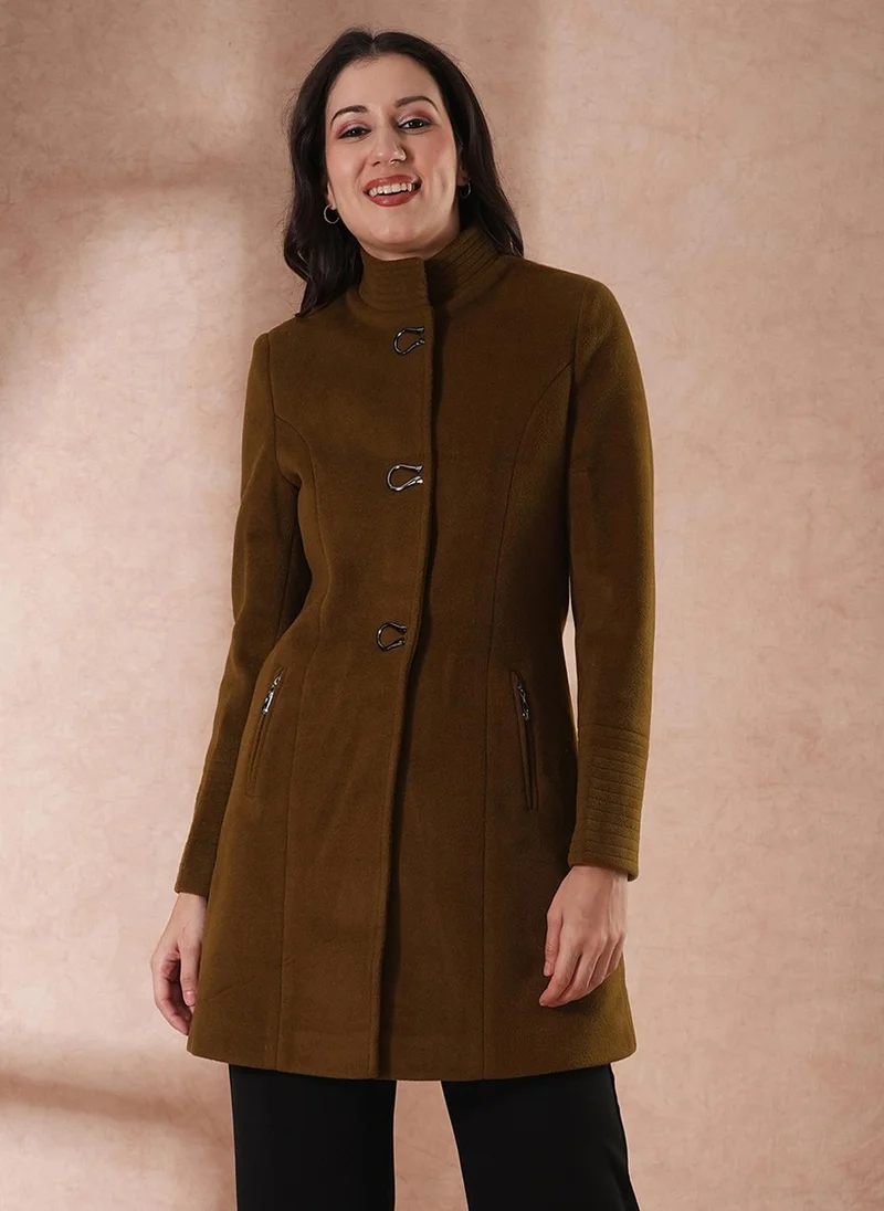 globus Globus Women Tailored Fit Single-Breasted Winter Wear Overcoat